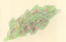 Wolke/Cluster, 2014, Originalzeichnung, Tinte und Buntstift auf Canson Papier, 30 x 50 cm, signiert, datiert