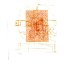 Die Architektur des Orgien Mysterien Theaters aus Mappe I, 1984-87, Lithographie, 53 x 43 cm,  Auflage 32/35, signiert datiert nummeriert, Unikat 