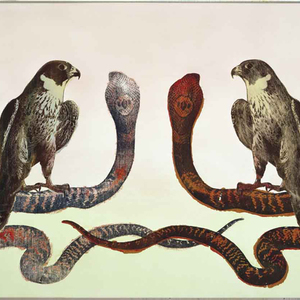 Double Falcon, Double Cobra, 2008, Mischtechnik auf Leinwand, 66,7 x 96,5 cm