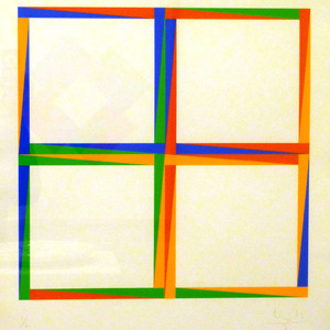 Vier verschränkte Farbgruppen, 1971, Farblithographie, Auflage L, handsigniert, nummeriert, datiert