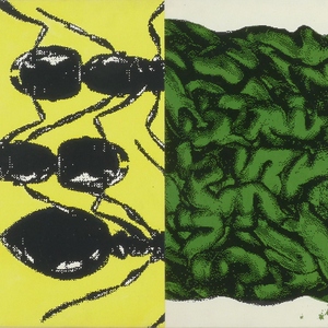 o.T., 1996, Siebdruck auf Leinwand, 52 x 112 cm