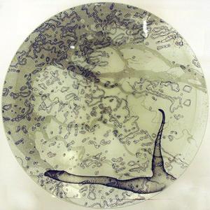 Glasschale, emailliert, d 60 cm