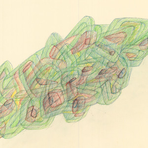 Wolke/Cluster, 2014, Originalzeichnung, Tinte und Buntstift auf Canson Papier, 30 x 50 cm, signiert, datiert