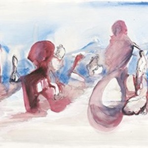 Horizont, 2016, Tempera, Pigment auf Fabriano Bütten, 113 x 303 cm